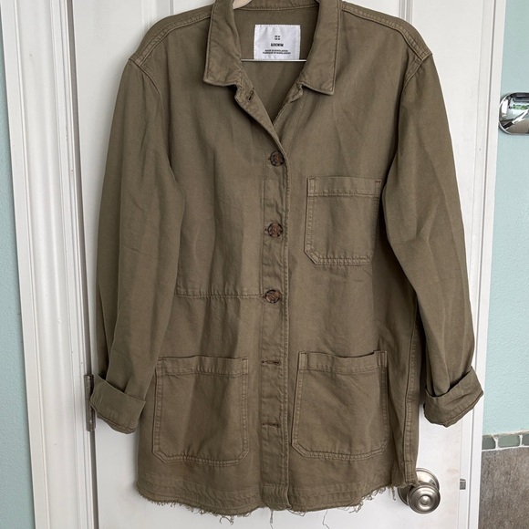 H&M Jackets & Blazers - Relaxed Olive Utility Jacket - Women's Jackets & Coats